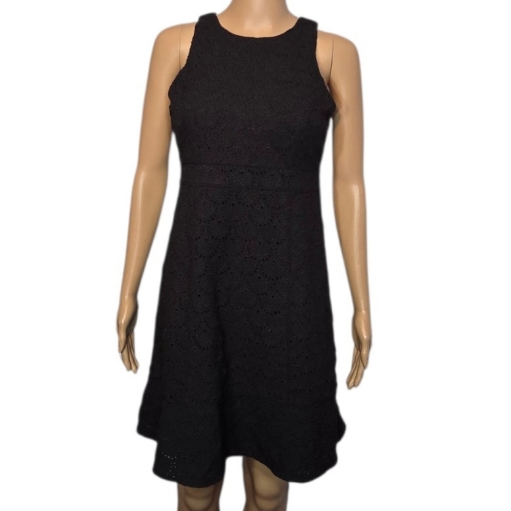 Eyelet Lace Dress Empire Vintage Sleeveless Black Womens See Measurements